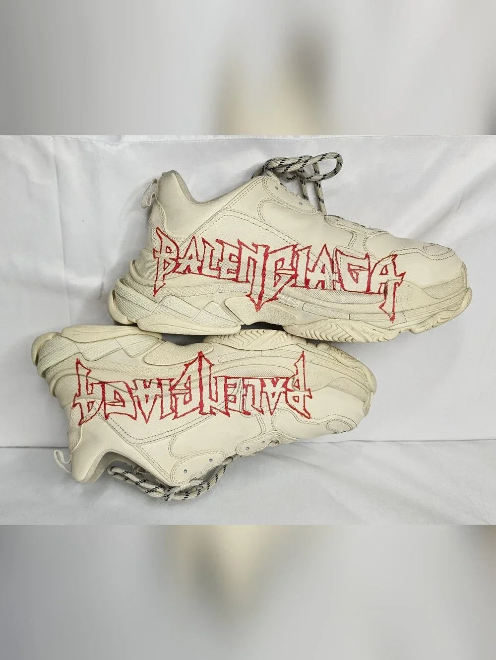 Balenciaga Triple S Graffiti Sneakers Beige Cream Men’s 44 US 11 DIY Logo Art